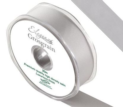 Eleganza Premium Grosgrain Ribbon 25mm x 20m Silver No.24 - Ribbons